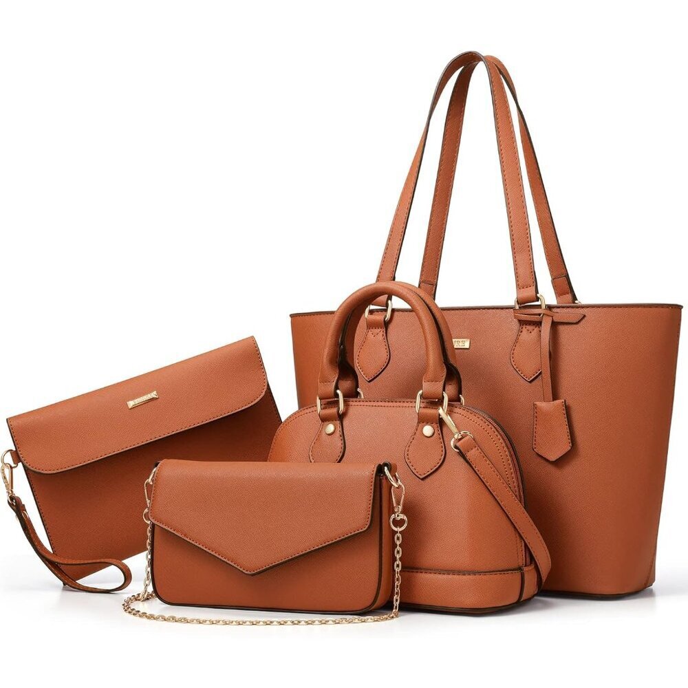 Women Handbag Set 4PCS Synthetic Leather Versatile Casual Stylish Gift